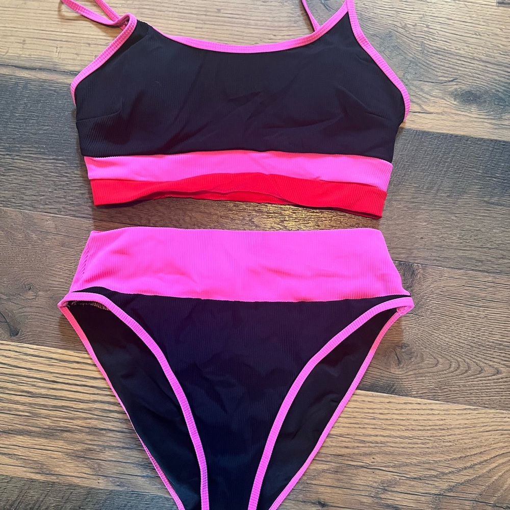 NEW! Women's Black and Pink Bikini Set